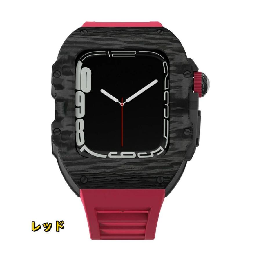 送料無料   Apple Watch Ultra 3  49mm  Apple Watch series 9 8 7 45mm 一体型 バンド   炭素繊維カバー  Apple Watch se 44mm バンド  一体型 交換用バンド Apの画像
