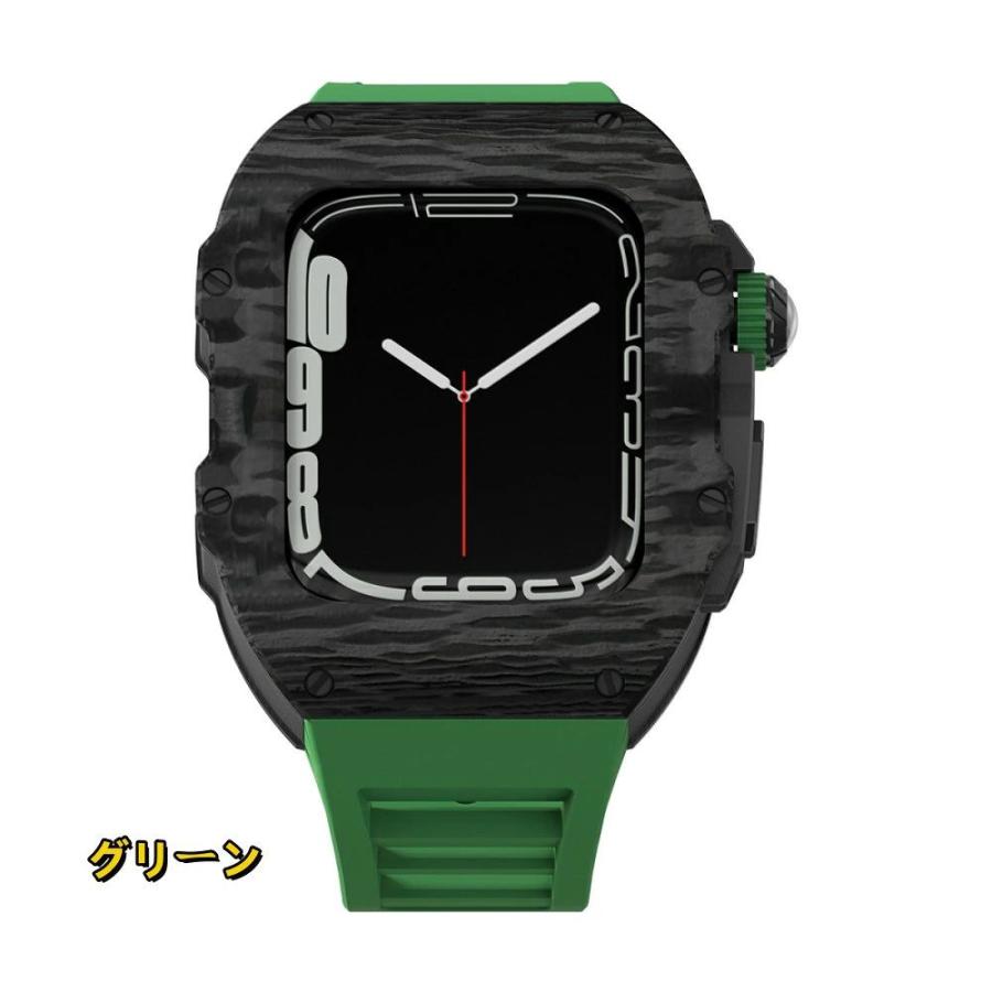 送料無料   Apple Watch Ultra 3  49mm  Apple Watch series 9 8 7 45mm 一体型 バンド   炭素繊維カバー  Apple Watch se 44mm バンド  一体型 交換用バンド Apの画像