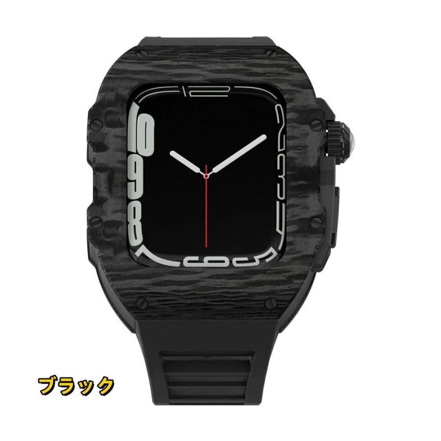 送料無料   Apple Watch Ultra 3  49mm  Apple Watch series 9 8 7 45mm 一体型 バンド   炭素繊維カバー  Apple Watch se 44mm バンド  一体型 交換用バンド Apの画像