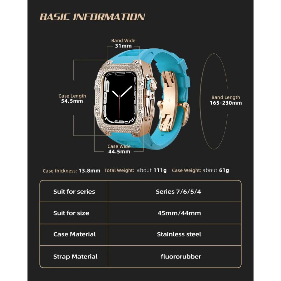 送料無料 Apple Watch バンド Apple Watch 9 8 7 6 5  バンド  Apple Watchの改造 オールインワンバンド インサートドリル Apple Watch きんぞくほごシェル applの画像