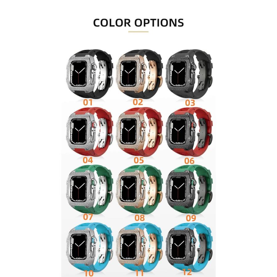 送料無料 Apple Watch バンド Apple Watch 9 8 7 6 5  バンド  Apple Watchの改造 オールインワンバンド インサートドリル Apple Watch きんぞくほごシェル applの画像