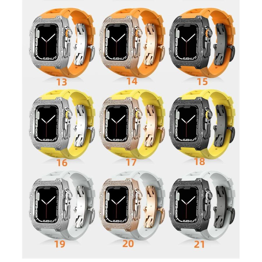 送料無料 Apple Watch バンド Apple Watch 9 8 7 6 5  バンド  Apple Watchの改造 オールインワンバンド インサートドリル Apple Watch きんぞくほごシェル applの画像