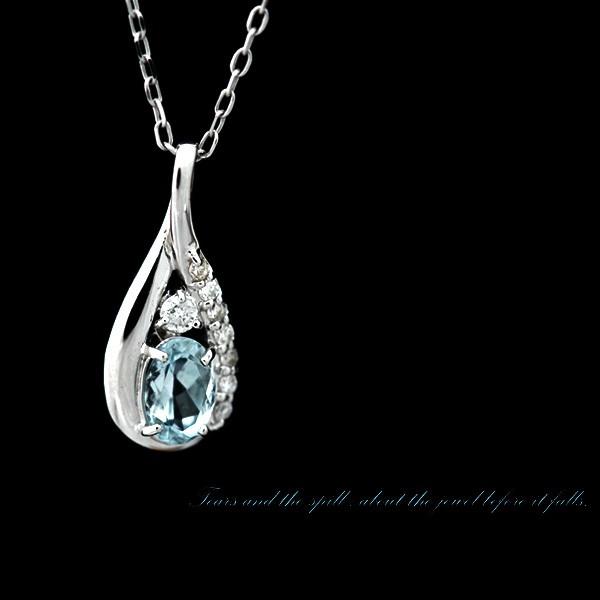 空から落ちてきた一粒の天恵。女神の雫★ダイヤモンド×アクアマリンネックレス