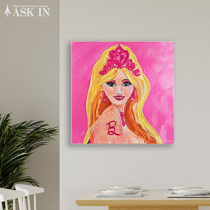 手描き】デザイナーズアート バービー 55x55cm キャンバス 人物