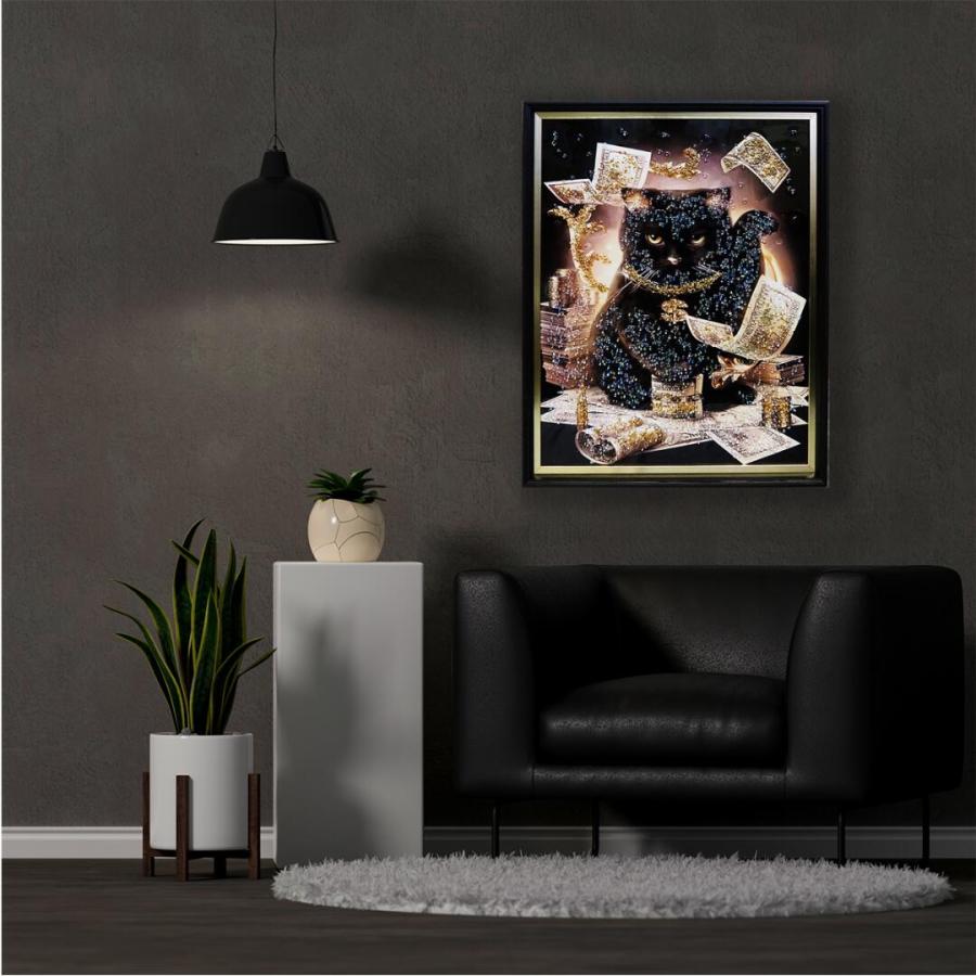 クリスタルアート ビリオネア339 アートパネル 43x53cm キャット 動物