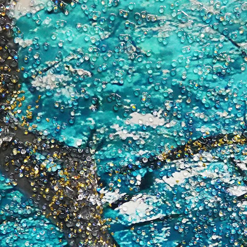 アートパネル　水晶絵　ブルー　コスメ　グリーン　美容　キラキラ　51　壁掛け　額 クリスタルアート ブルーツリー518 アートパネル 写真 景色 モーニング