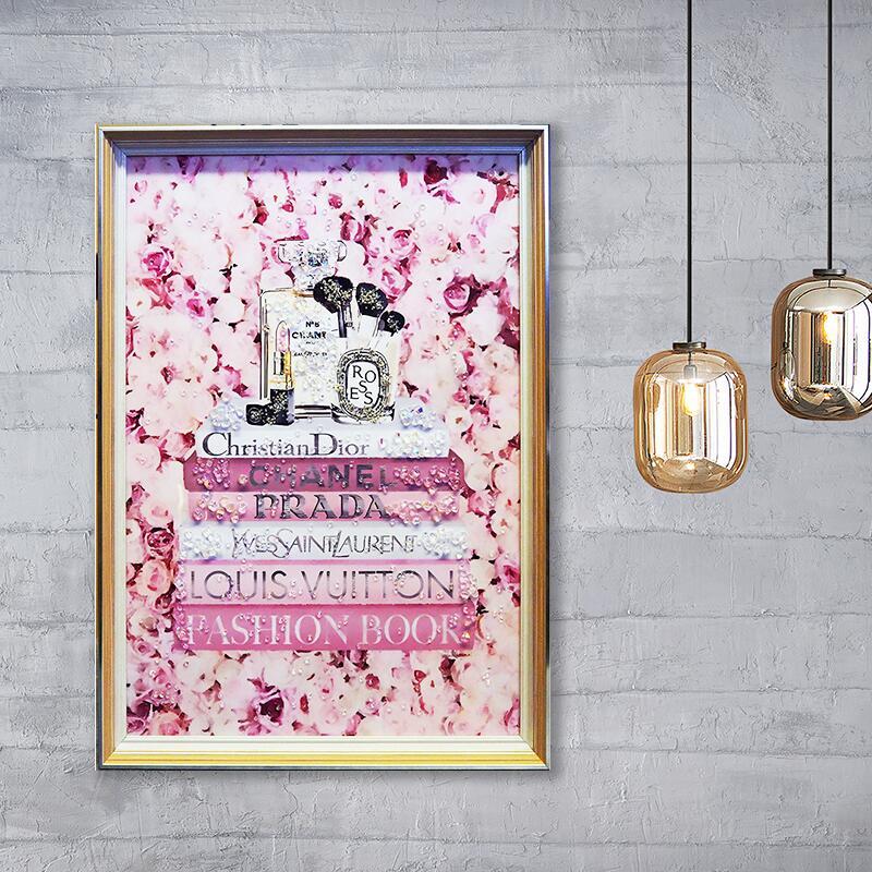 シャネル　ラインストーン　アートパネル　キラキラ　デコアート　絵画　ファッション クリスタルアート コスメティックI 44x64cm コスメ アートパネル