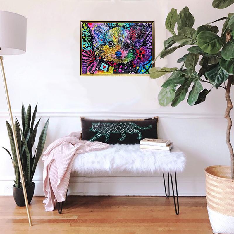 クリスタルアート クロス302 アートパネル 85x65cm フォト  チワワ おしゃれ キラキラ ゴージャス  アスクイン ASK INの画像