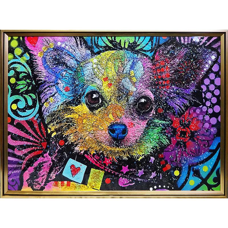 クリスタルアート クロス302 アートパネル 85x65cm フォト  チワワ おしゃれ キラキラ ゴージャス  アスクイン ASK INの画像
