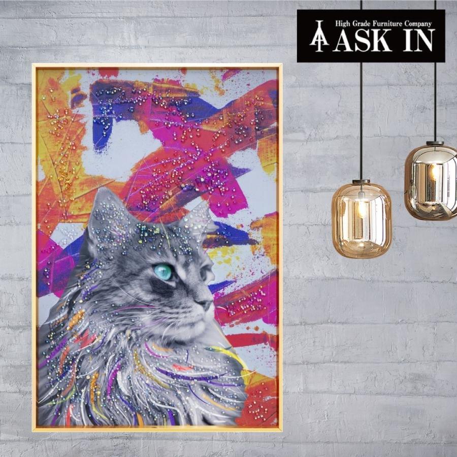 クリスタルアート ファンシーアイ 41x61cm 猫 キャット 動物 おしゃれ