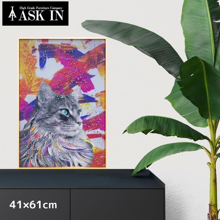 クリスタルアート ファンシーアイ 41x61cm 猫 キャット 動物 おしゃれ