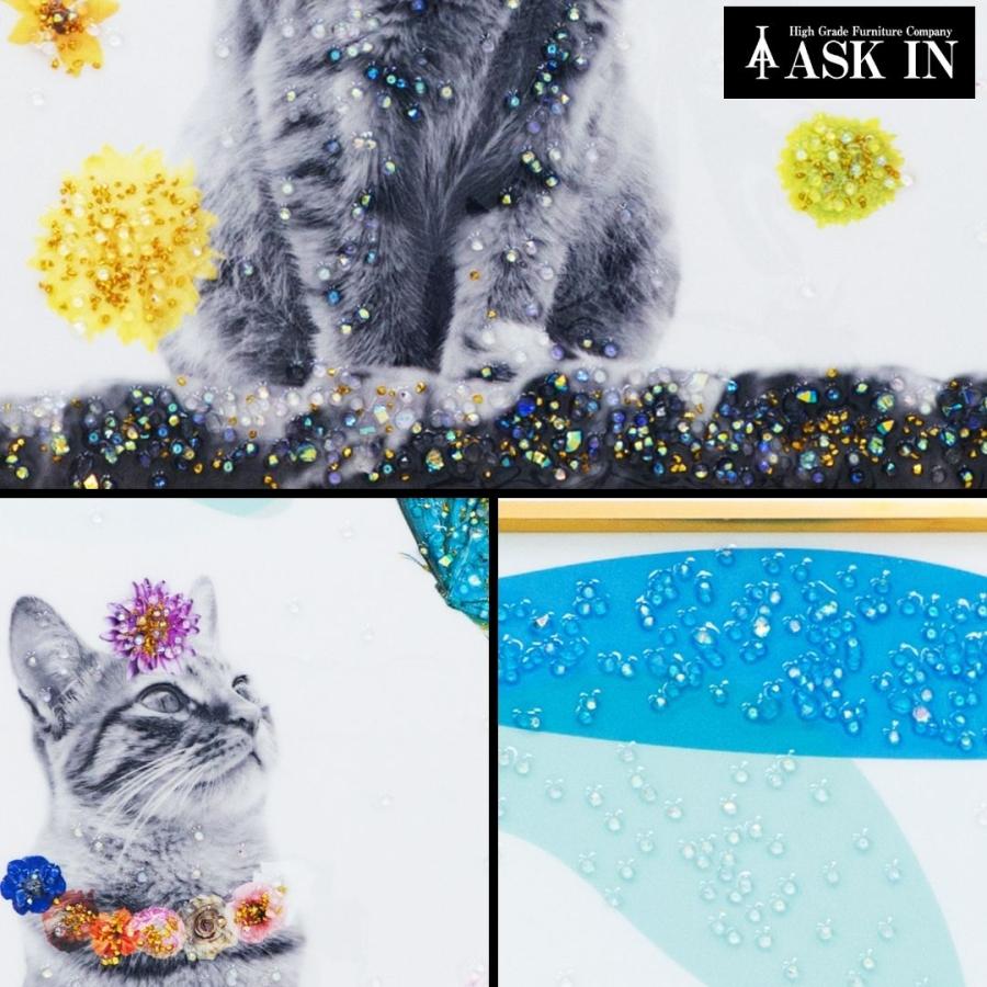 クリスタルアート フレンズ 41x61cm 猫 蝶 花 ポップ おしゃれ