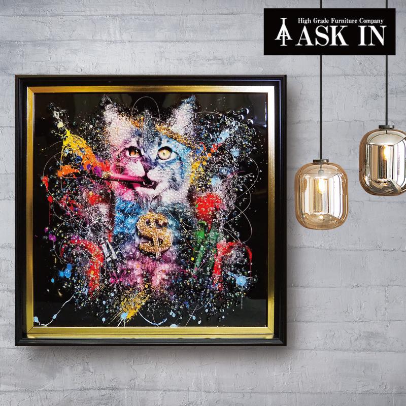 クリスタルアート キャットグラス ピクチャー アートフレーム