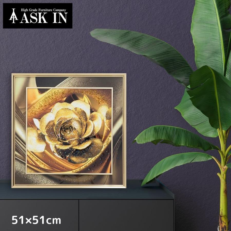 クリスタルアート ゴローズ 51x51cm バラ 花 ローズ ゴールド おしゃれ