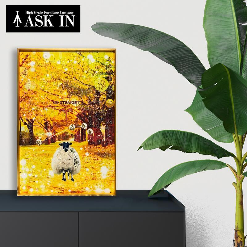 クリスタルアート ゴーストレイト 41x61cm 羊 動物 紅葉 牡羊座 aries