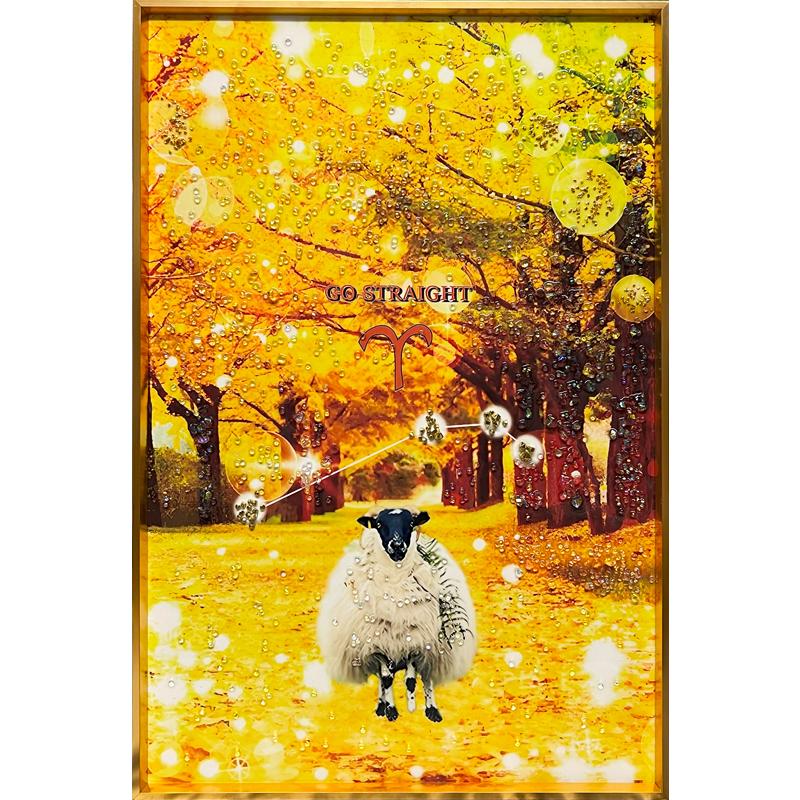 クリスタルアート ゴーストレイト 41x61cm 羊 動物 紅葉 牡羊座 aries