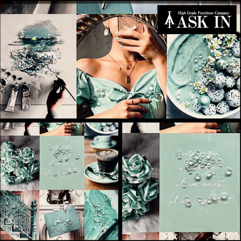 輸入雑貨　天然水晶石　クリスタルアート　ブランドロゴ　『TIFFANY』　宝石 クリスタルアート おしゃれ 35x45cm アート ティファニーブルー 本