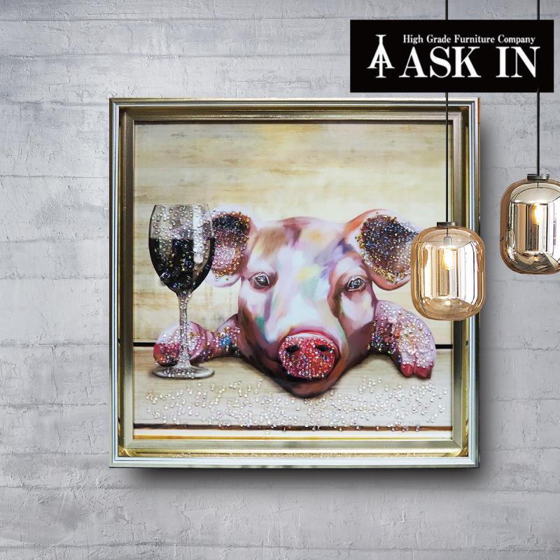 クリスタルアート ハロー73 アートパネル 41x41cm ぶた ブタ ピッグ