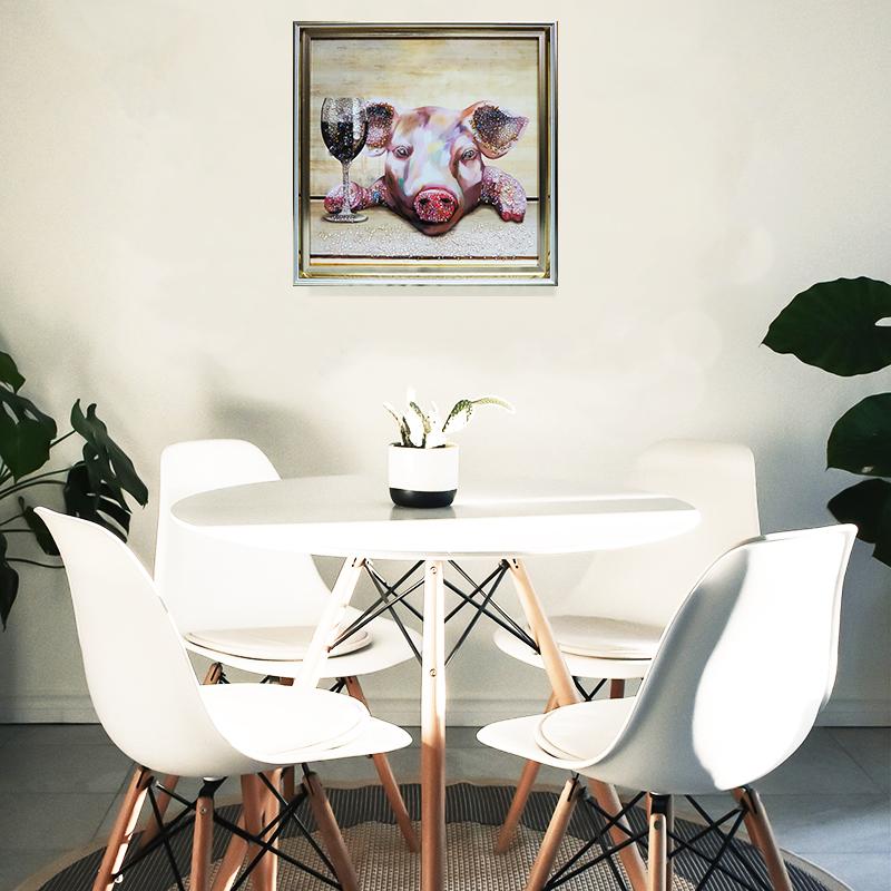 クリスタルアート ハロー73 アートパネル 41x41cm ぶた ブタ ピッグ