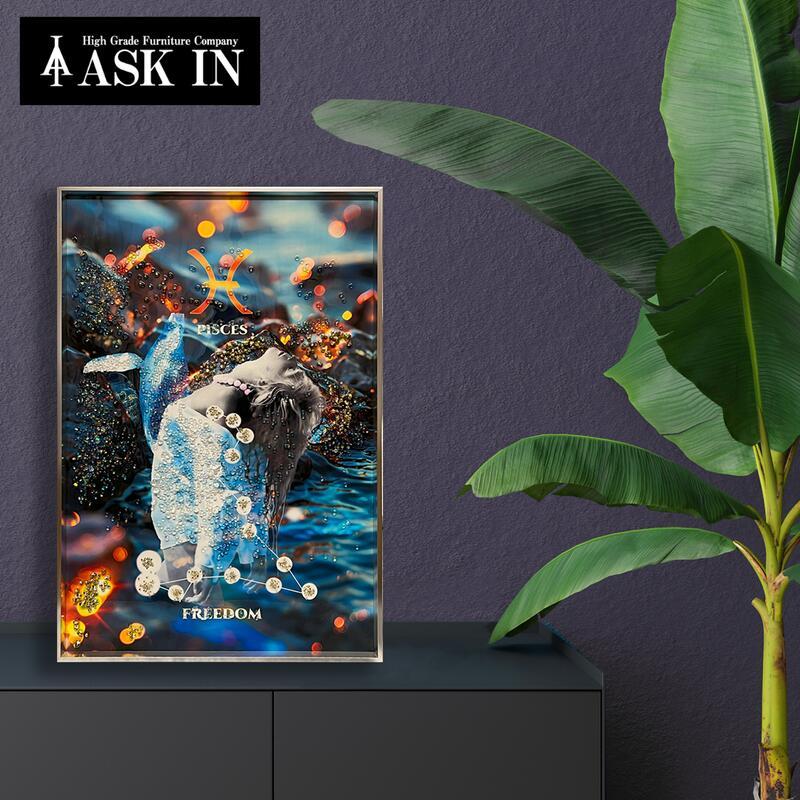 クリスタルアート 自由 41x61cm 海 魚 魚座 pisces 星座 星