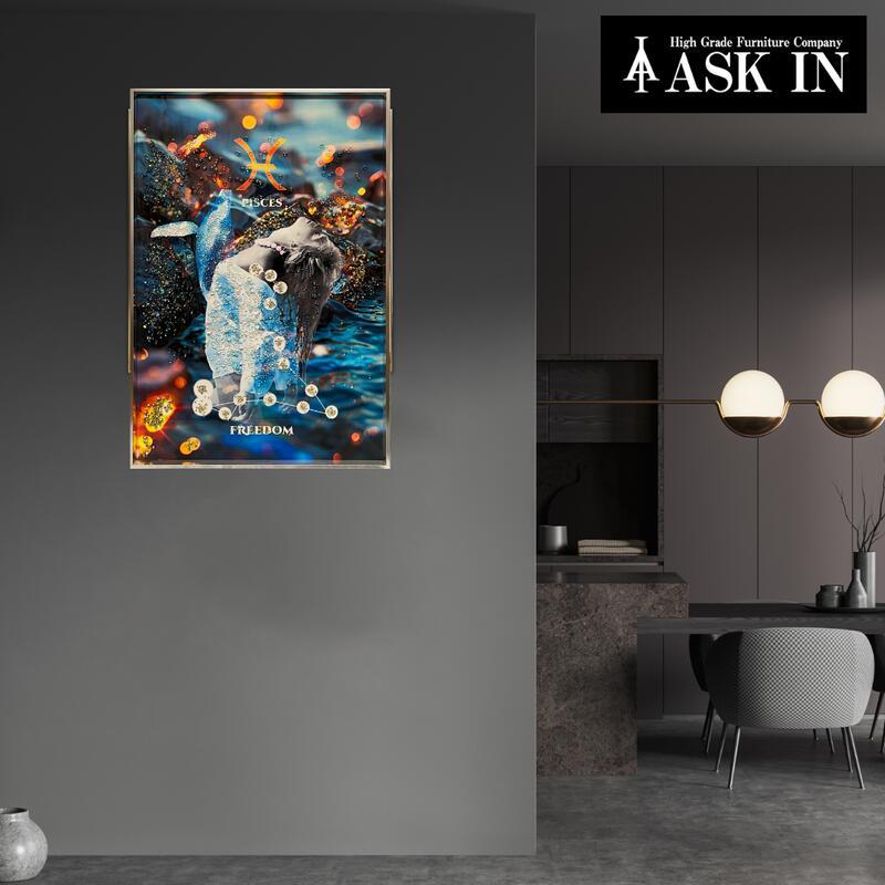 クリスタルアート 自由 41x61cm 海 魚 魚座 pisces 星座 星 おしゃれ