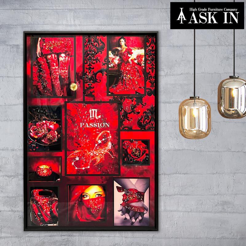 クリスタルアート 情熱 41x61cm 薔薇 さそり座 scorpio 星座 星