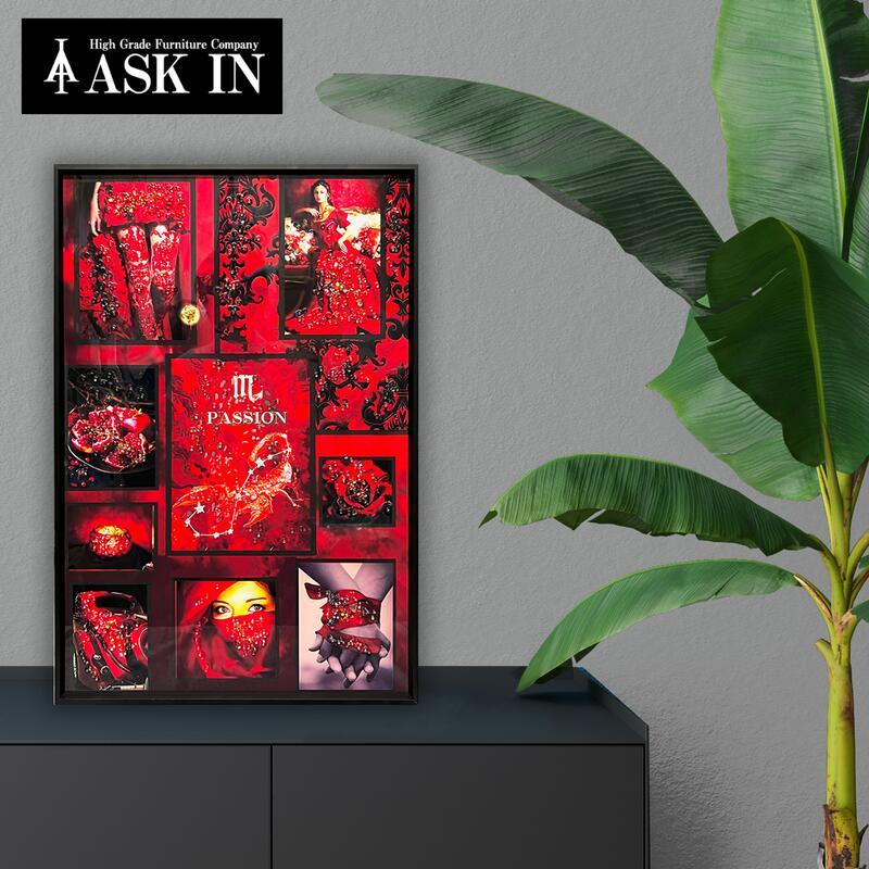 クリスタルアート 情熱 41x61cm 薔薇 さそり座 scorpio 星座 星