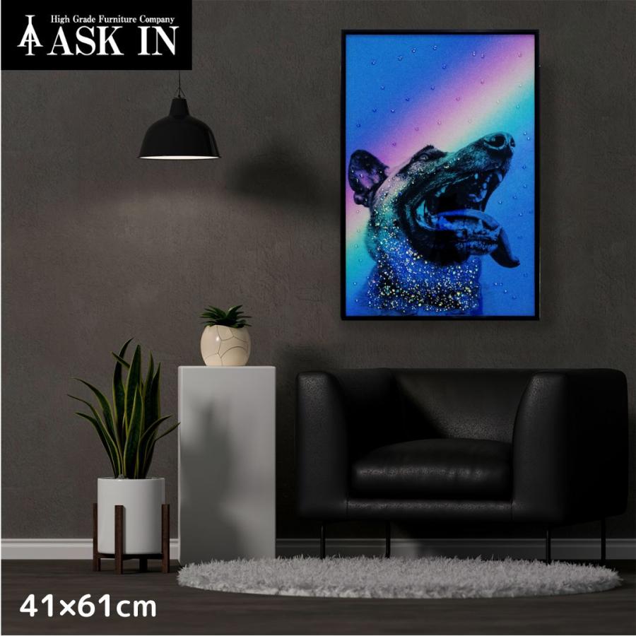 クリスタルアート Lovesky 41x61cm 虹 ジャーマンシェパード 犬 ドッグ 動物 カラフル おしゃれ かっこいい キラキラ 絵 絵画 アートパネル  アスクイン ASK INの画像