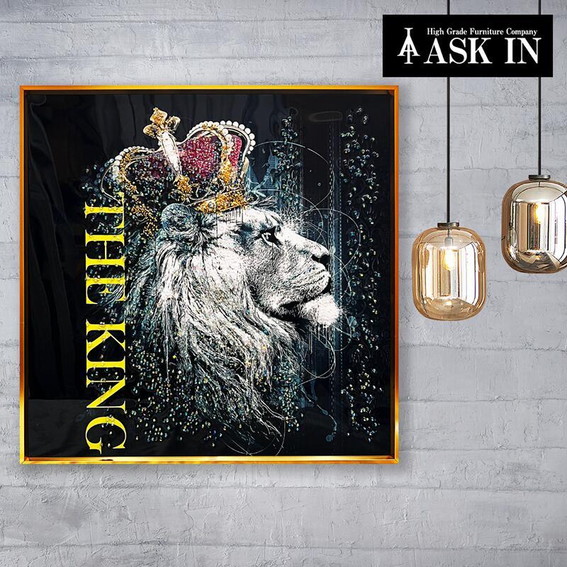 2024春新作】クリスタルアート 俺さま 51x51cm アート ライオン クール