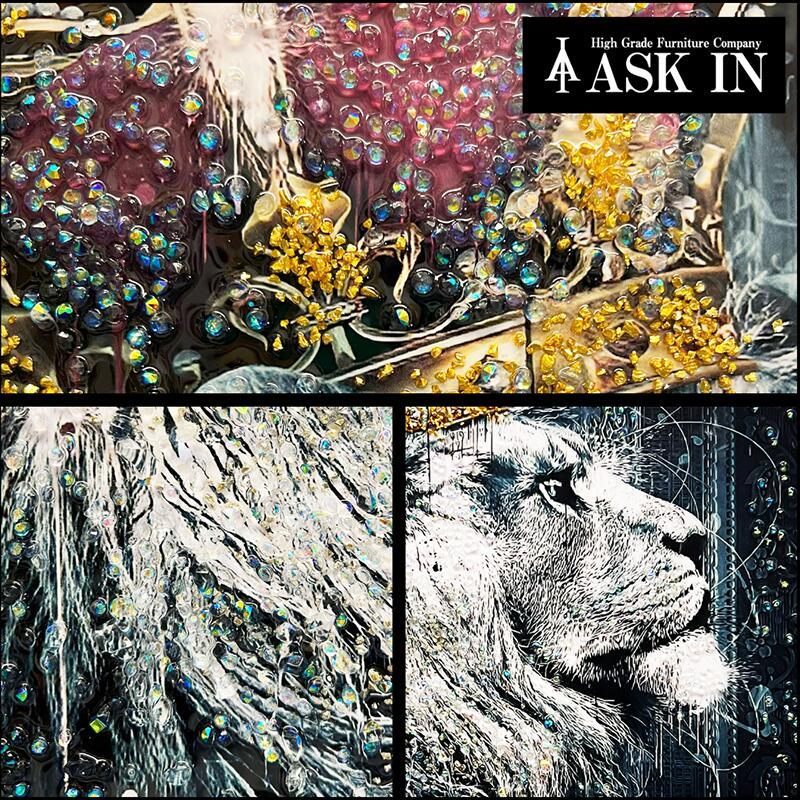 2024春新作】クリスタルアート 俺さま 51x51cm アート ライオン クール