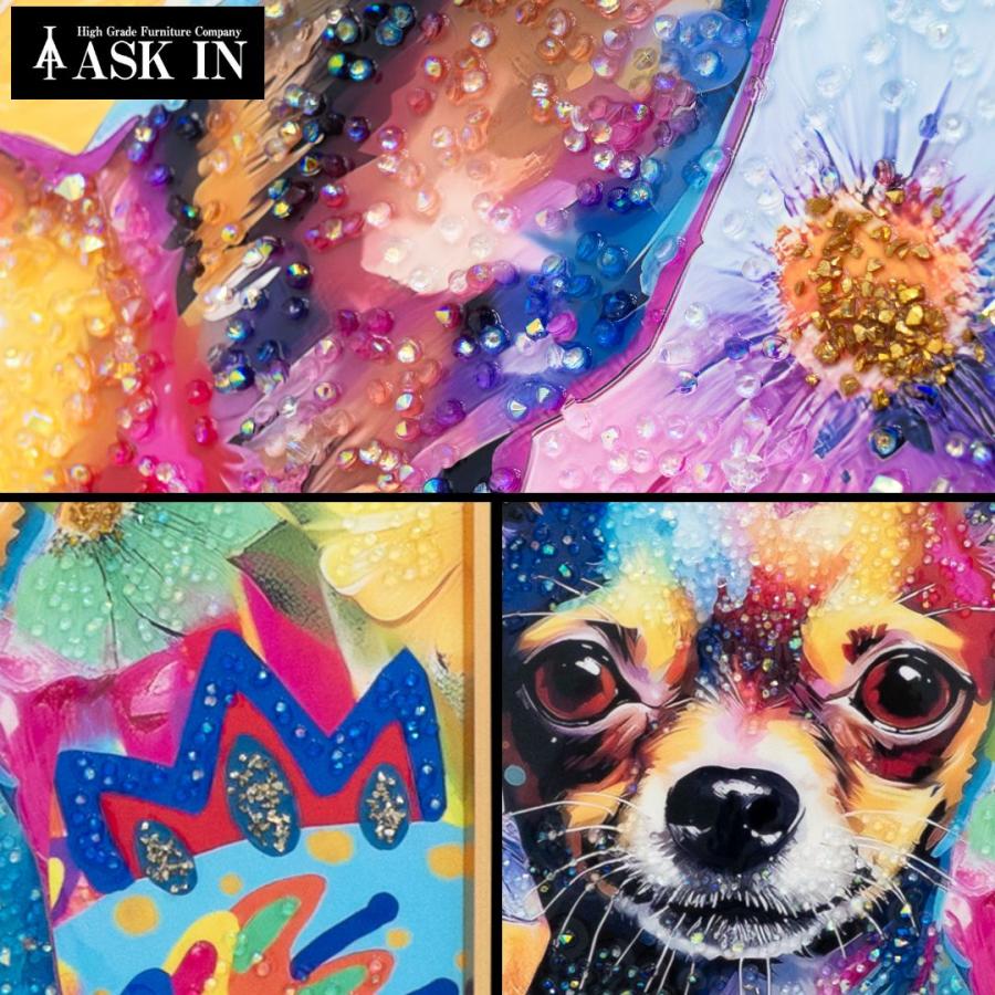 クリスタルアート ポップチワワ 51x51cm 犬 ドッグ 動物 おしゃれ