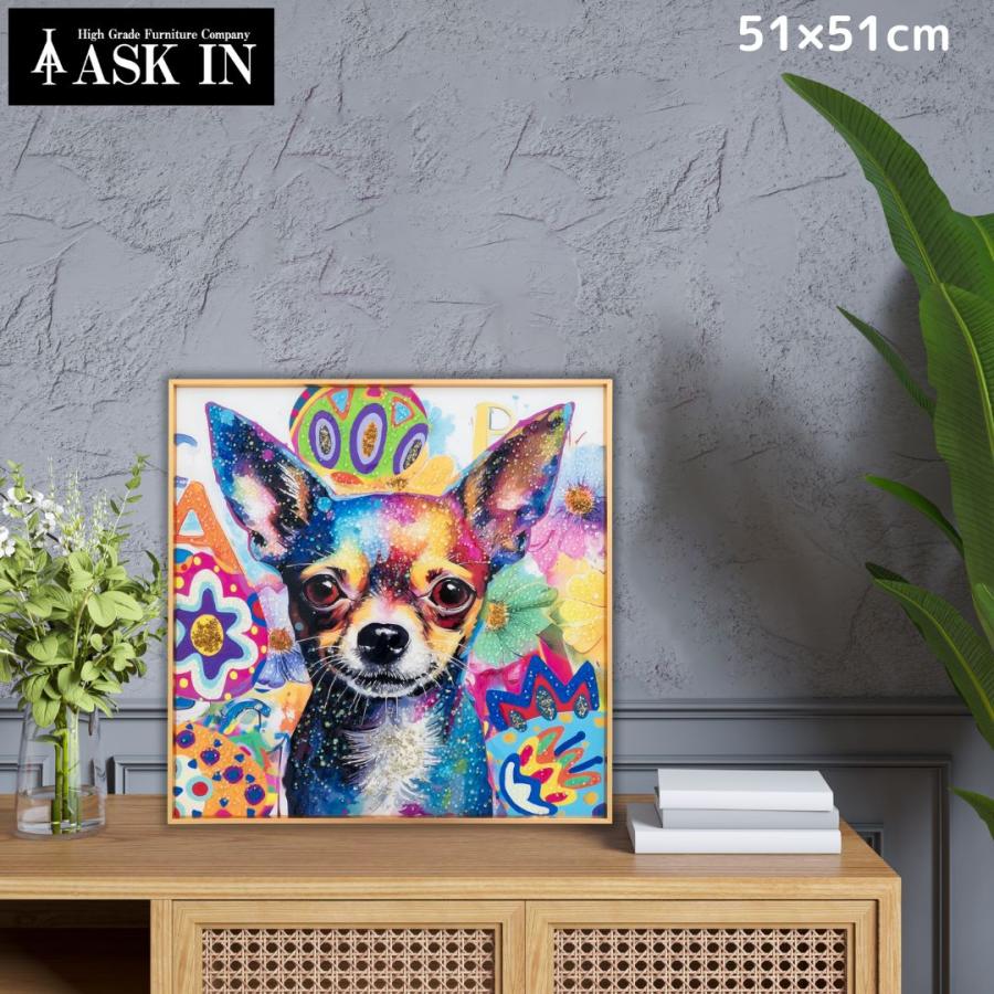 クリスタルアート ポップチワワ 51x51cm 犬 ドッグ 動物 おしゃれ
