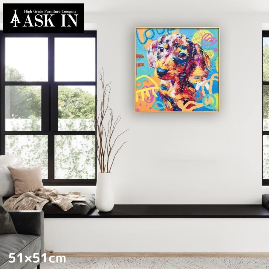 クリスタルアート ポップフンド 51x51cm 犬 ダックスフンド おしゃれ
