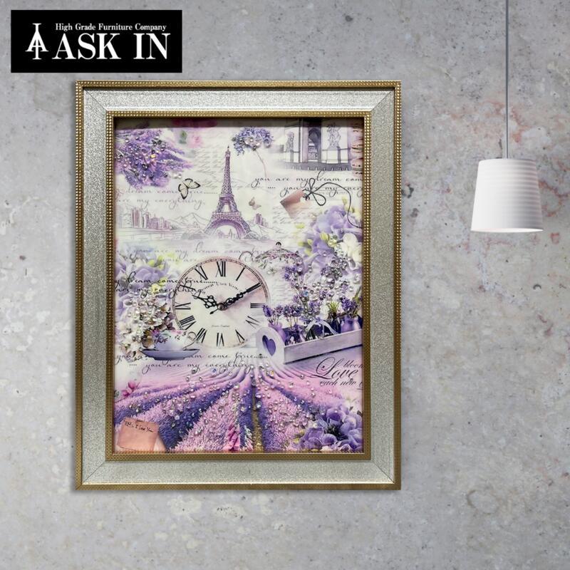 クリスタルアート おしゃれ 35x45cm アート エッフェル塔 紫 フランス