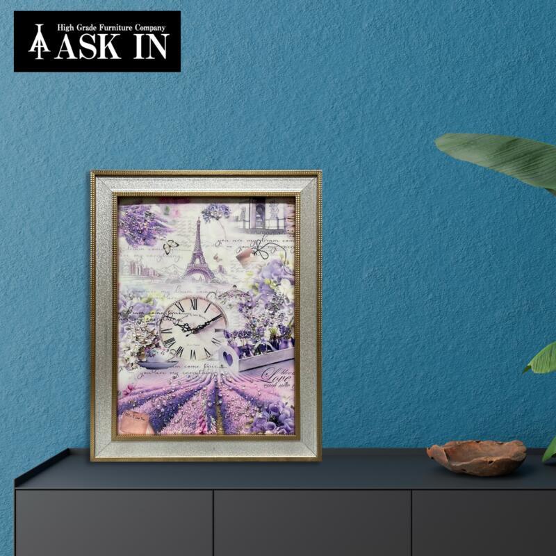 クリスタルアート おしゃれ 35x45cm アート エッフェル塔 紫 フランス