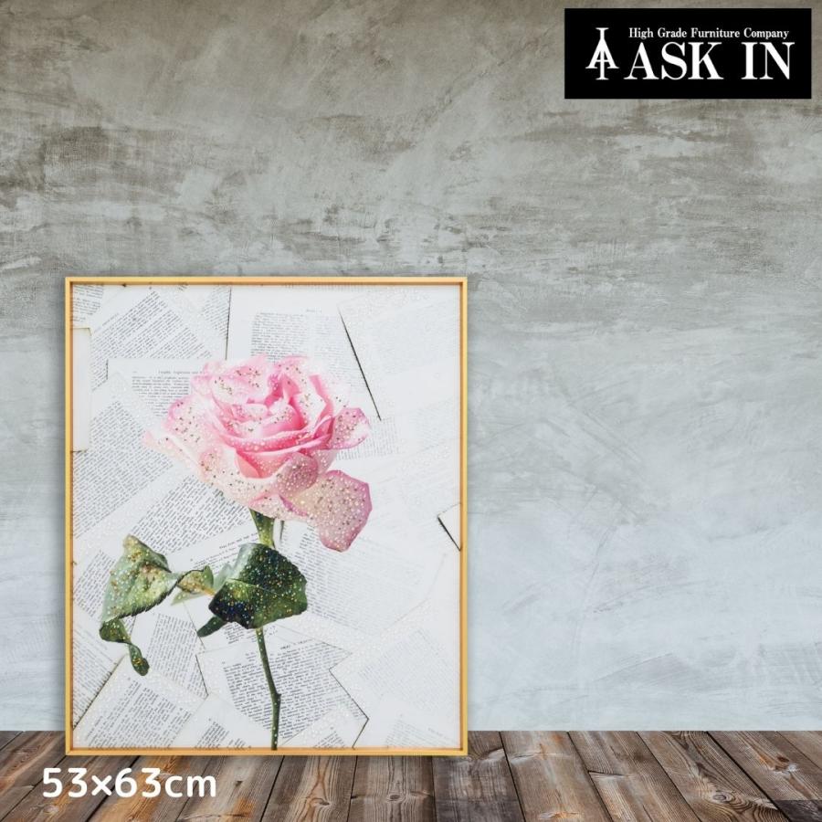クリスタルアート ロージー 53x63cm 薔薇 ローズ ピンク 花 おしゃれ