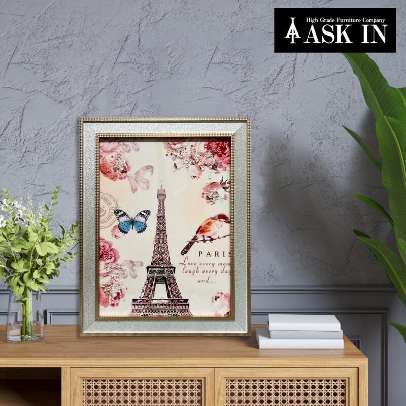 キラキラ✧*。アート 水晶絵 エッフェル塔と赤いクラシックカー【未開封品】 ask-in_artroseeiffel