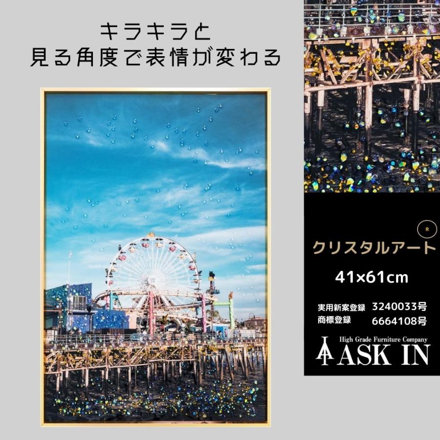 クリスタルアート サンタモニカ 41x61cm 猫 観覧車 遊園地 可愛い