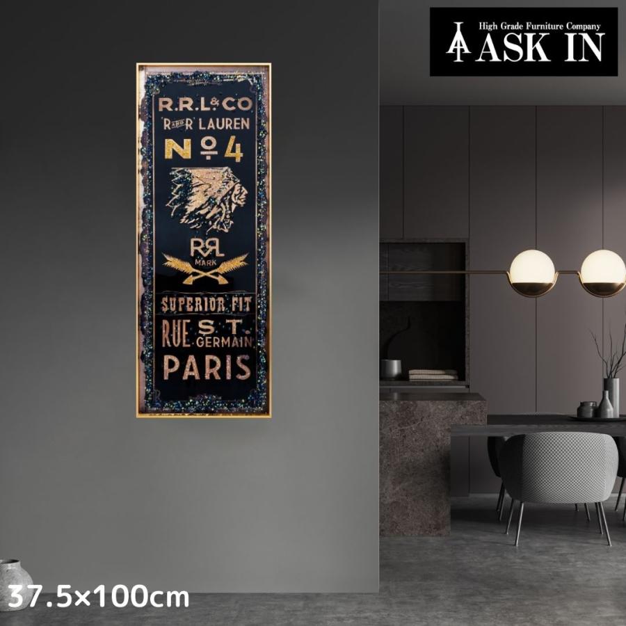 クリスタルアート サルトリアウノ 37.5x100cm 看板風 PARIS 黒 金