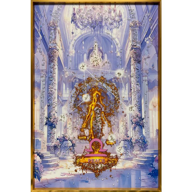 クリスタルアート 世界 41x61cm 天秤座 libra 星座 星 おしゃれ