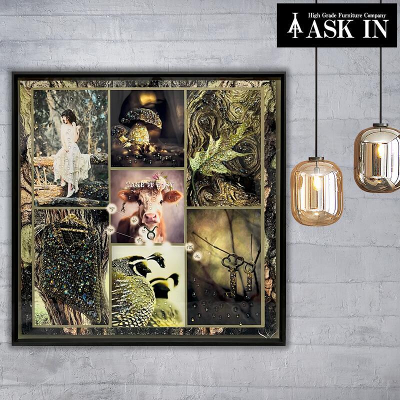 クリスタルアート 心配ない 51x51cm 牛 動物 おうし座 taurus 星座 星