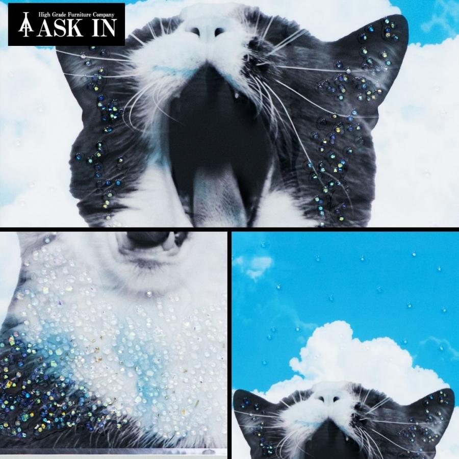 クリスタルアート あくび 41x61cm 猫 キャット 動物 オーロラ カラフル