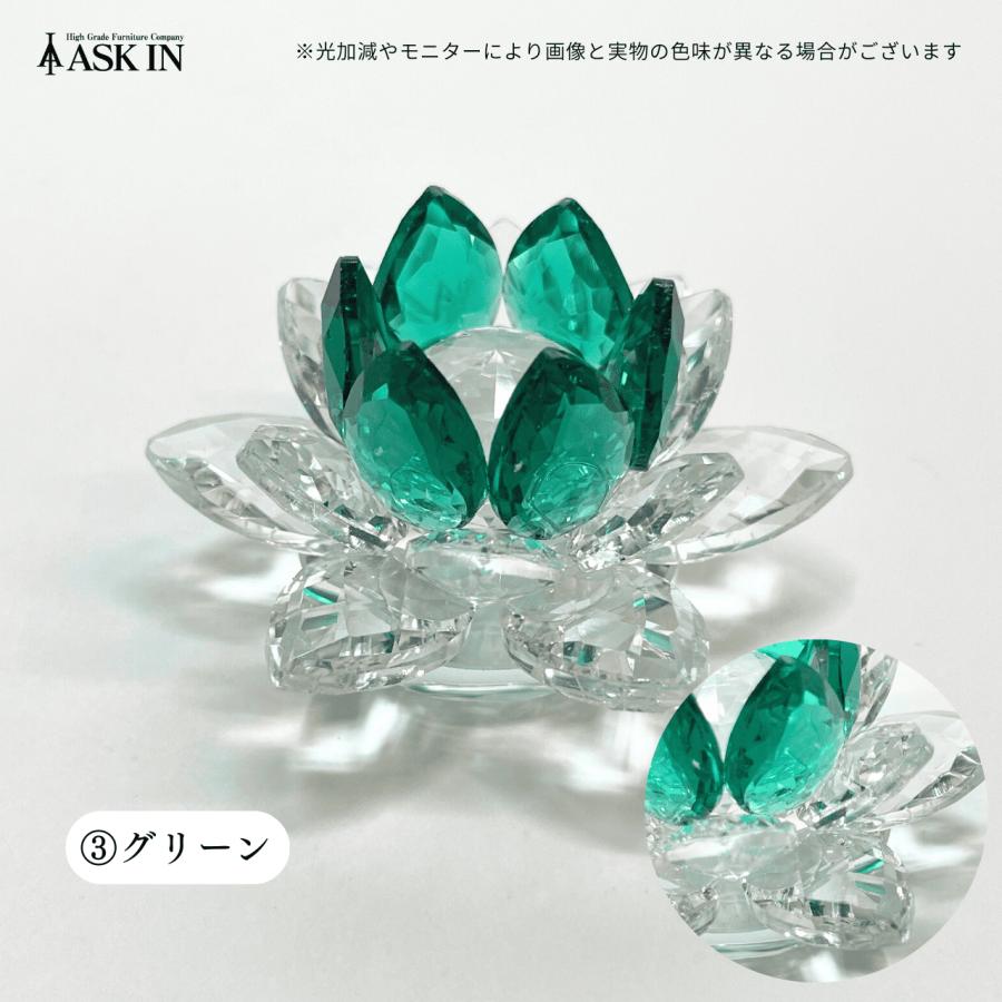 ガラス細工 レン クリスタル 蓮 ハス 花 置物 小物 可愛い キラキラ