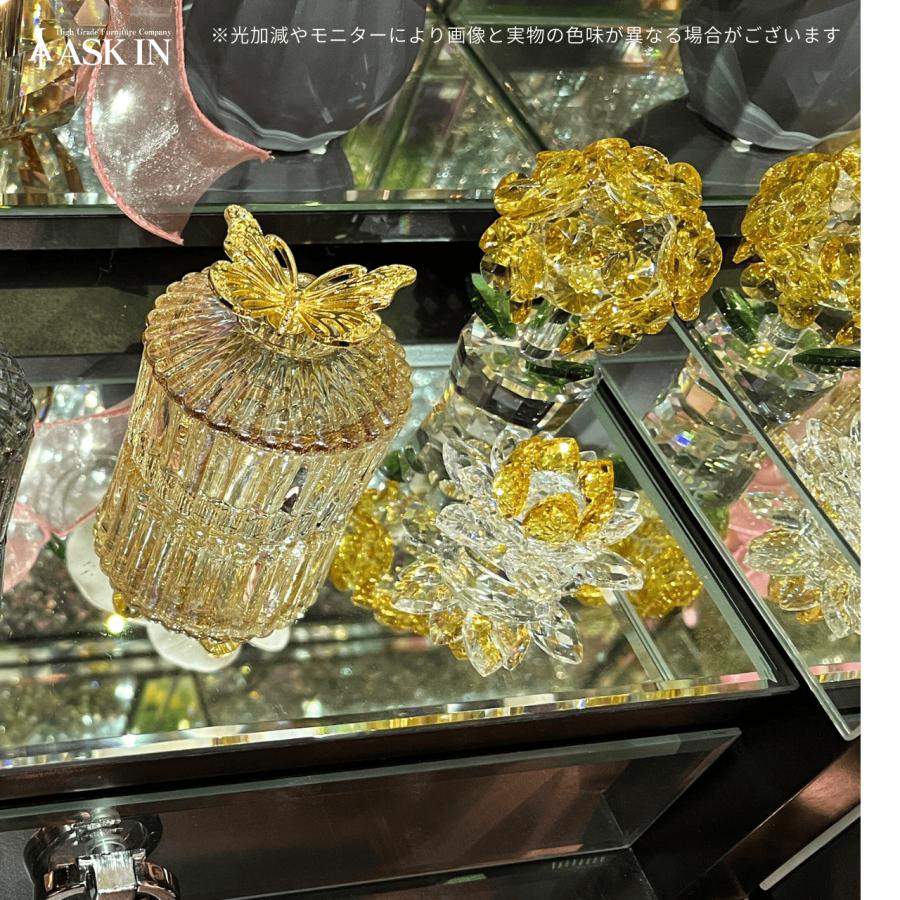 クリスタルガラス細工 蓮の花ガラス置物 夏氏瑠璃 中国ガラス工芸