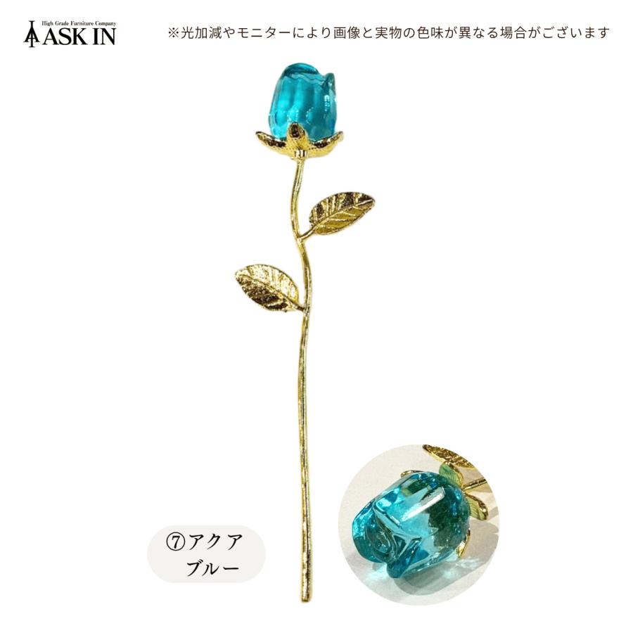 単品】ガラス細工 ローズバッド クリスタル 風水 薔薇 花 置物 小物