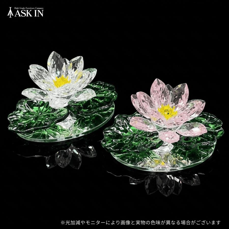 ガラス細工 スイレン 水連 レン 蓮 クリスタル 風水 花 置物 小物