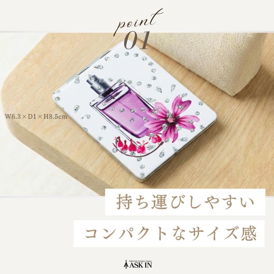 コンパクトミラー パフメ 四角型 キラキラ 手鏡 香水 コスメミラー