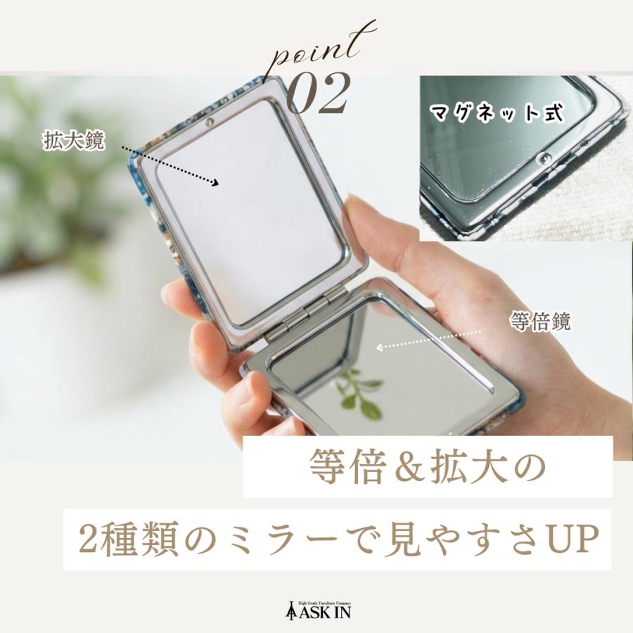 コンパクトミラー パフメ 四角型 キラキラ 手鏡 香水 コスメミラー