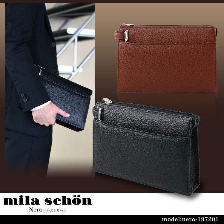 mila schon セカンドバッグ メンズ 本革 軽量 日本製 schon(ミラ 