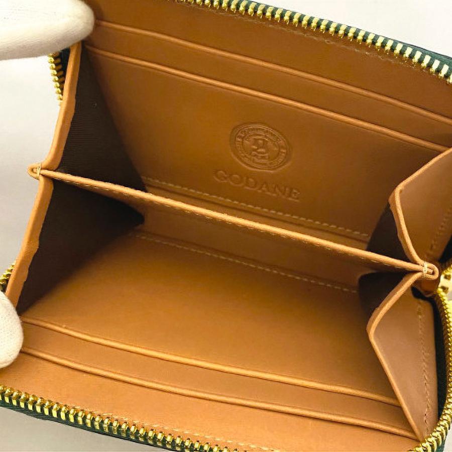 【二つ折り札収納可】ダイヤモンドパイソン 小銭入れ メンズ 本革 ミニ財布 コインケース 蛇革 ダークグリーン ゴールドファスナー GODANE ゴダン 正規品 |  | 03